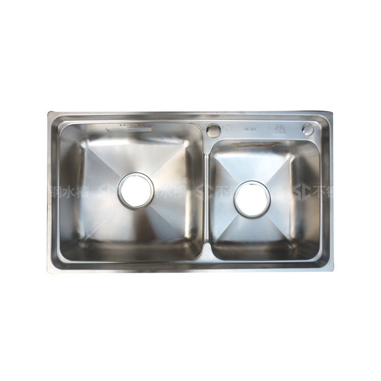 Stainless Steel Top mounted Unequal Bowl kitchen sink 77 x 42cm